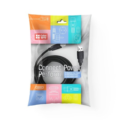 Кабель ColorWay USB - USB Type-B V 2.0 (M/M), 2 м, Black (CW-CBUB072-BK)