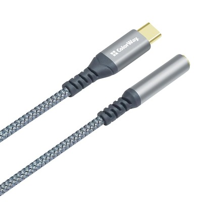 Адаптер ColorWay USB Type-C - 3.5 мм (M/F), 0.14 м, Gray (CW-AD-CJ)