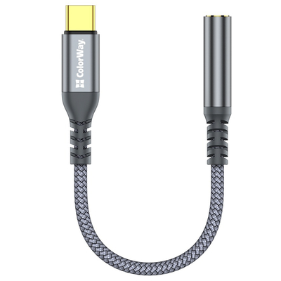 Адаптер ColorWay USB Type-C - 3.5 мм (M/F), 0.14 м, Gray (CW-AD-CJ)
