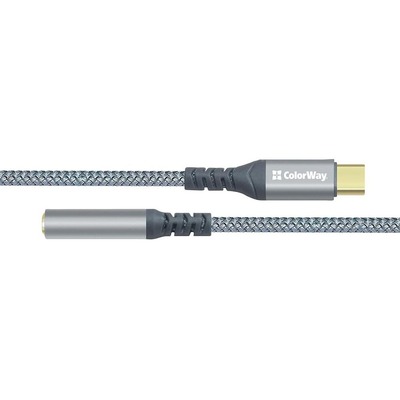 Адаптер ColorWay USB Type-C - 3.5 мм (M/F), 0.14 м, Gray (CW-AD-CJ)