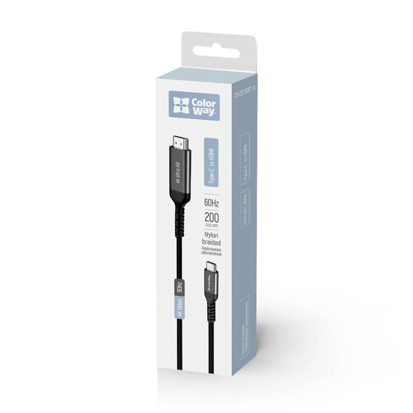 Кабель ColorWay HDMI - USB Type-C (M/M), 4K/60 Гц, 2 м, Black (CW-CBCHD077-BK)