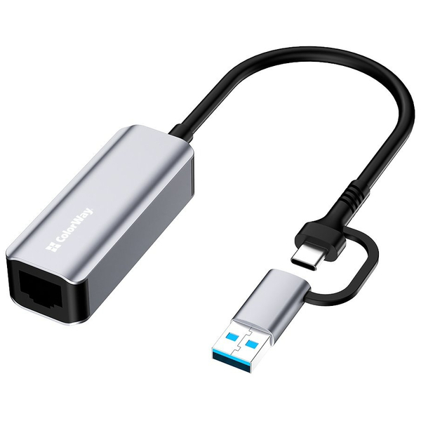 Сетевой адаптер ColorWay USB-A/USB-С 3.0 - RJ45 (CW-AD-CRG)