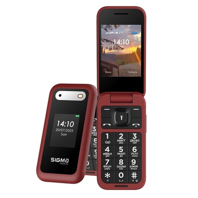 Мобильный телефон Sigma mobile X-style 281 Clik Dual Sim Red; 2.8" (320х240) TN / раскладной / Spreadtrum SC6531E / microSD до 32 ГБ / камера 0.3 Мп / 2G (GSM) / Bluetooth / 111х54х20 мм, 120 г / 1400 мАч / красный