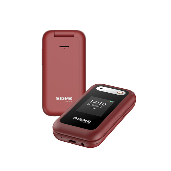 Мобильный телефон Sigma mobile X-style 281 Clik Dual Sim Red; 2.8" (320х240) TN / раскладной / Spreadtrum SC6531E / microSD до 32 ГБ / камера 0.3 Мп / 2G (GSM) / Bluetooth / 111х54х20 мм, 120 г / 1400 мАч / красный