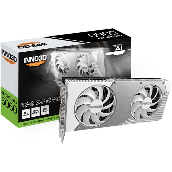 Назва відеокарти: INNO3D GeForce RTX 5060 TWIN X2 OC WHITE (N50602-08D7X-195070W)