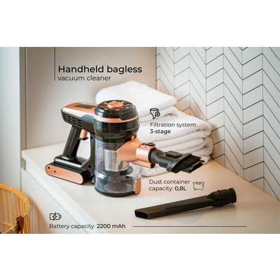 Порохотяг Adler AD 7044 бездротовий/ 250Вт/ 12,000 Pa/ 0,8л/ LED/ TURBO/ настінне кріплення