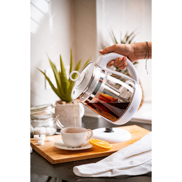 Електрочайник Adler AD 1299 1850-2200Вт/ 1.5л/ скло/ заварник/ встановлення температури/ білий