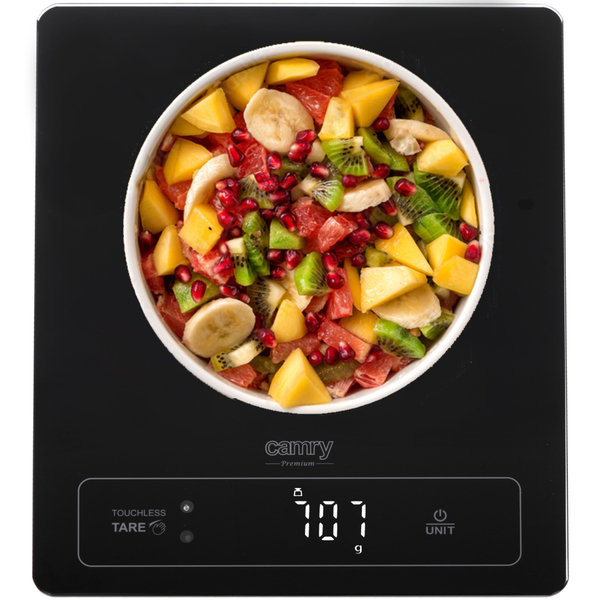 Ваги кухонні Camry CR 3175 black електронні/ 15кг/ г; мл, унція/ USB type C/ автовимкнення/ скло