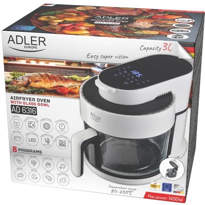 Мультипіч Adler AD 6316 1400Вт/чаша 3л/програм:8/сенсорне керування/таймер/біла