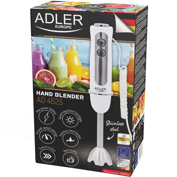 Блендер Adler AD 4625 white ручний/ 1500Вт/ 5 швидк./ без чаші/ Turbo/ білий