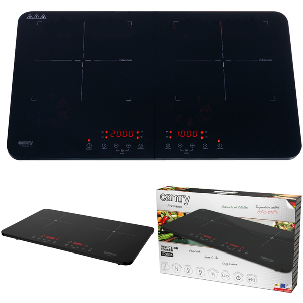 Плита настільна Camry CR 6514 індукційна/ конфорок: 2/ 3500Вт+3500В/ 60°-240° С/ склокераміка