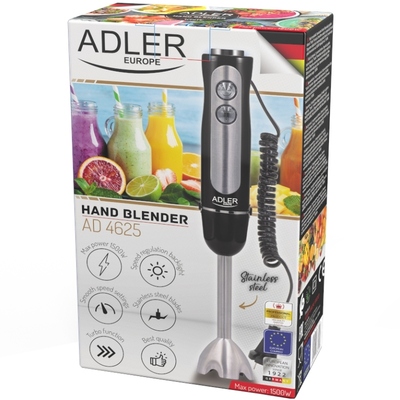 Блендер Adler AD 4625 black ручний/ 1500Вт/ 5 швидк./ без чаші/ Turbo/ чорний