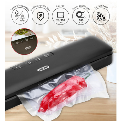 Вакууматор Mesko MS 4492 для пакетів,рулонів та контейнерів/ 95Вт/ 30см/ ел. керування/ чорний