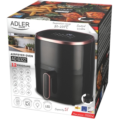 Мультипіч Adler AD 6322 2000Вт/чаша 5л/програм:12/сенсорне керування/таймер/чорна