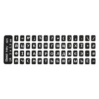 Наклейки на клавiатуру мініатюрні Best key mini непрозорі чорні літери білі (56 клавіш)