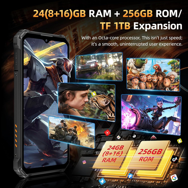 Смартфон Oukitel WP23 Plus 6.52"HD+ /8GB/256GB / T606 /10600mAh /13+5Мп/ IP69K /NFC Orange