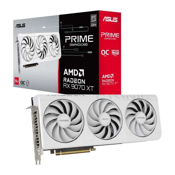 Видеокарта AMD Radeon RX 9070 XT 16GB GDDR6 Prime White OC Asus (PRIME-RX9070XT-O16G-WHITE)