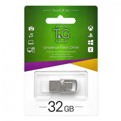 Флеш-накопитель USB 2.0 32GB Type-C T&amp;G 104 Metal Series Silver (TG104TC-32G)