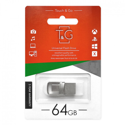 Флеш-накопитель USB 2.0 64GB Type-C T&amp;G 104 Metal Series Silver (TG104TC-64G)