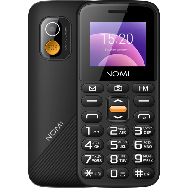 Мобильный телефон Nomi i1820 Dual Sim Black; 1.77" (160x128) TFT / кнопочный моноблок / ОЗУ 32 МБ / 32 МБ встроенной + microSD до 32 ГБ / камера 0.3 Мп / 2G (GSM) / Bluetooth / 120х53х13.5 мм, 115 г / 1000 мАч / черный