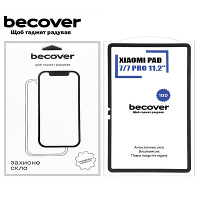 Защитное стекло BeCover 10D для Xiaomi Pad 7 / 7 Pro 11.2" Black (713008)