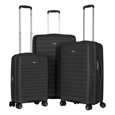 Набір валіз 2E, Aero, поліпропілен, (L+M+S),TSA, 4 колеса, EXP, чорний