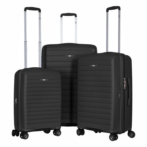 Набір валіз 2E, Aero, поліпропілен, (L+M+S),TSA, 4 колеса, EXP, чорний