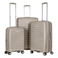 Набір валіз 2E, Aero, поліпропілен, (L+M+S),TSA, 4 колеса, EXP, сіро-коричневий