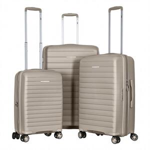 Набір валіз 2E, Aero, поліпропілен, (L+M+S),TSA, 4 колеса, EXP, сіро-коричневий