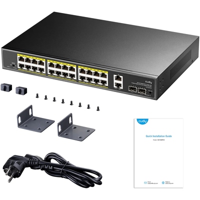 Комутатор Cudy GS1026PS2, 24-Gigabit PoE+ Switch with 2 Uplink Gig Ports and 2 Gig SFP Slots 300W