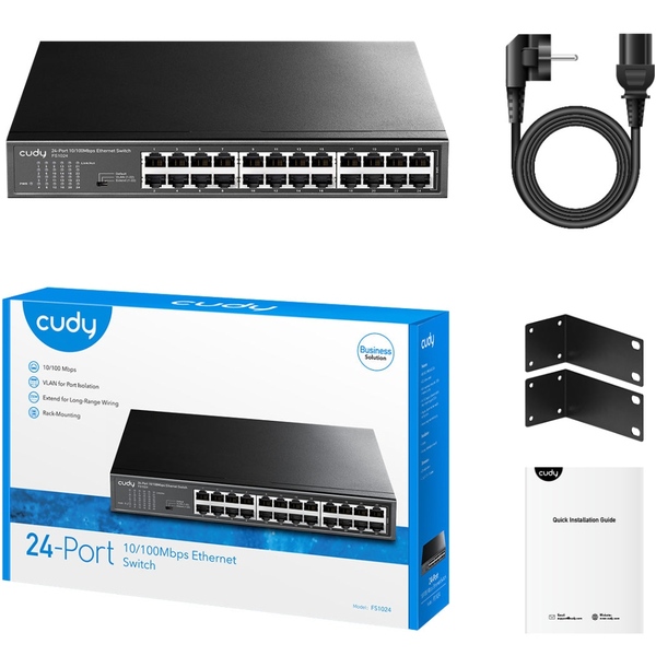 Комутатор Cudy FS1024, 24 портовий 10/100M, металевий корпус