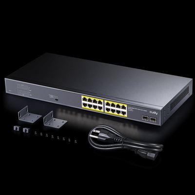 Комутатор Cudy GS1020PS2, 16-Port Gigabit PoE+ Switch with 2 Gigabit SFP ports 200W