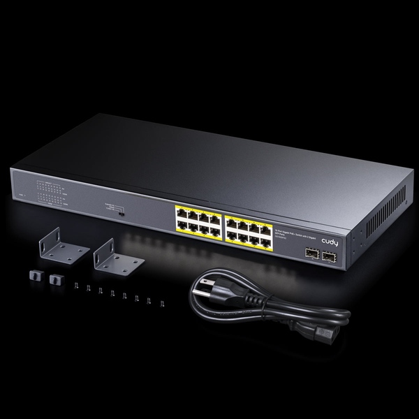 Комутатор Cudy GS1020PS2, 16-Port Gigabit PoE+ Switch with 2 Gigabit SFP ports 200W