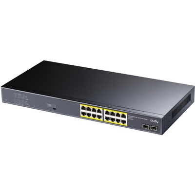 Комутатор Cudy GS1020PS2, 16-Port Gigabit PoE+ Switch with 2 Gigabit SFP ports 200W