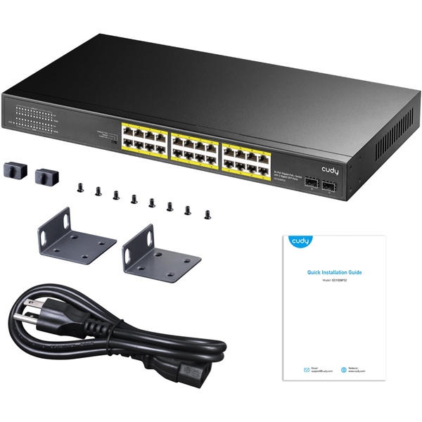 Комутатор Cudy GS1028PS2, 24-Gigabit PoE+ Switch with 4 Uplink Gig Ports and 2 Gig SFP Slots 300W