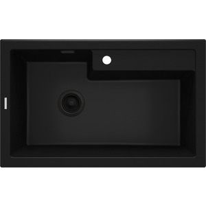 Мийка кухонна Deante Eridan, граніт, прямокутна, без крила, 800х500х214мм, чаша - 1, врізна, чорна