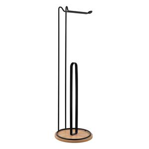 Держатель для туалетной бумаги Ardesto Minimalism 16.5х16.5х55см, металл, бамбук, черный