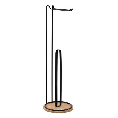 Держатель для туалетной бумаги Ardesto Minimalism 16.5х16.5х55см, металл, бамбук, черный