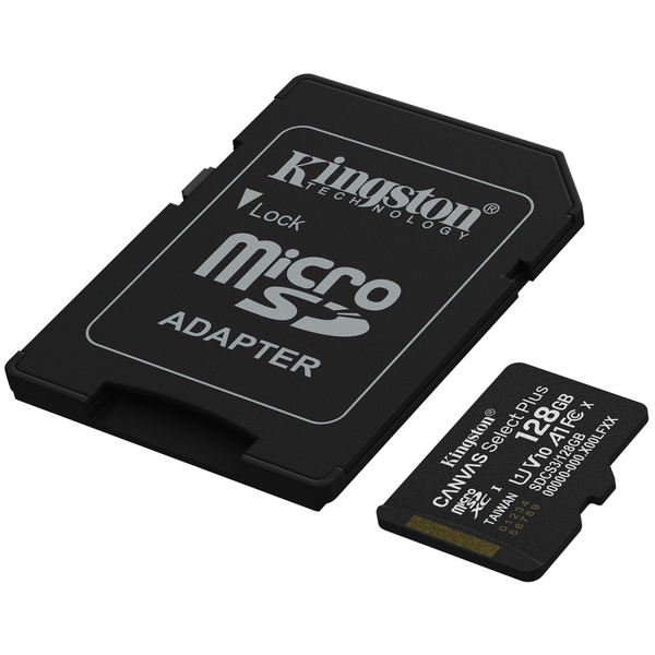 Карта пам'яті Kingston microSDXC 128GB Canvas Select Plus Gen3 + SD-адаптер (100R, A1, C10)