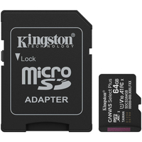 Memory card microSDXC 64Gb Kingston Canvas Select Plus Gen3 100R A1 C10, Retail + adapter