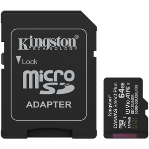 Memory card microSDXC 64Gb Kingston Canvas Select Plus Gen3 100R A1 C10, Retail + adapter