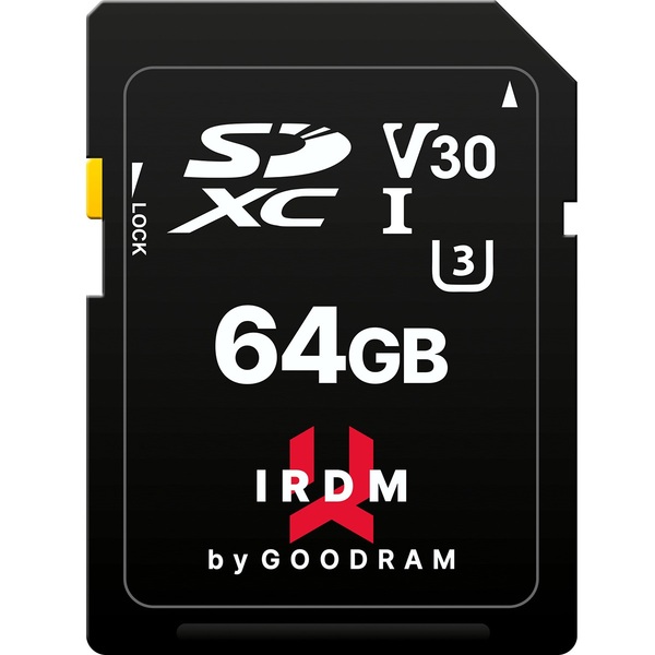 Карта памяти SDXC  64GB UHS-I/U3 Class 10 Goodram IRDM S3A0 R100/W40MB/s (IR-S3A0-0640R12)