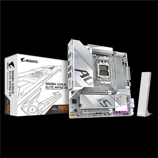 Материнська плата GIGABYTE B850M AORUS ELITE WF6E ICE sAM5 B850 4xDDR5 M.2 Wi-Fi BT mATX