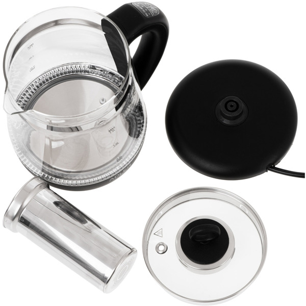 Електрочайник Adler AD 1299 1850-2200Вт/ 1.5л/ скло/ заварник/ встановлення температури/ чорний