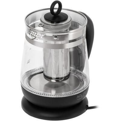 Електрочайник Adler AD 1299 1850-2200Вт/ 1.5л/ скло/ заварник/ встановлення температури/ чорний