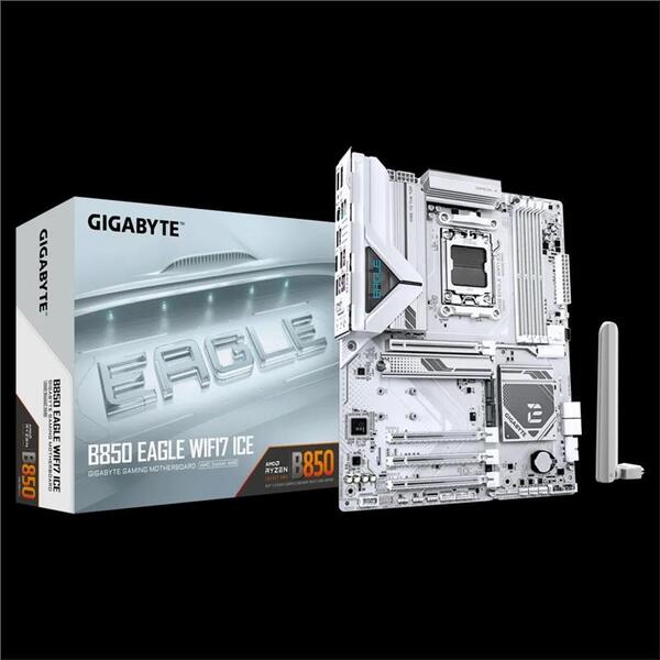 Материнська плата GIGABYTE B850 EAGLE WF7 ICE sAM5 B850 4xDDR5 M.2 Wi-Fi BT HDMI DP ATX