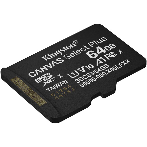Карта пам'яті Kingston microSDXC 64GB Canvas Select Plus Gen3 C10 A1 (з адаптером)