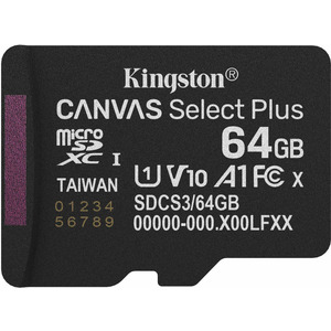 Memory card microSDXC 64Gb Kingston Canvas Select Plus Gen3 A1 C10, Retail