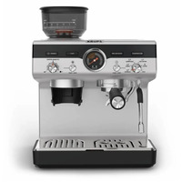 Кавоварка Krups ріжкова Precision+, 3.5л, вдубована кавомолка, ручний капучинатор, 15 бар, чорний-сірий