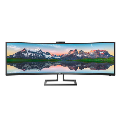 Монітор TFT 48.8" Philips 499P9H, VA, 5120 x 1440, USB-C, HDMI (2.0)x2, DPx2, RJ45, webcam, колонки, чорний